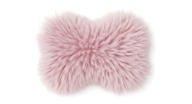 Soft pink fluffy cushion with a cloud-like shape on a white background