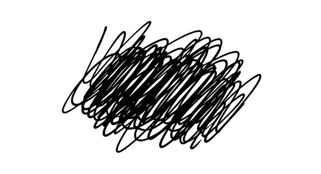 Abstract black ink scribble on white background
