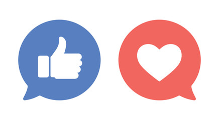 Obraz premium Speech Bubble with Like and Love Icon Vector Flat Social Media Symbol