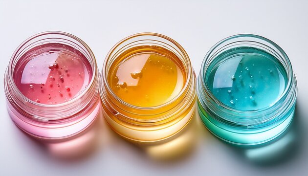 Colorful Gel Swatches On White Background Beauty And Skincare
