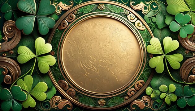 St Patrick S Day Greeting With Shamrocks And Ornate Design