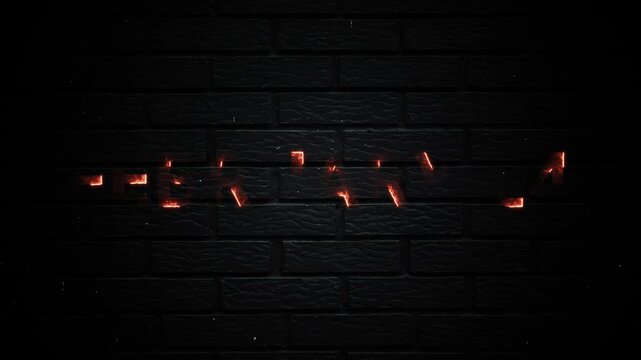 February 24 (24th) Text Neon Glowing Month Date Animation On Brick Background