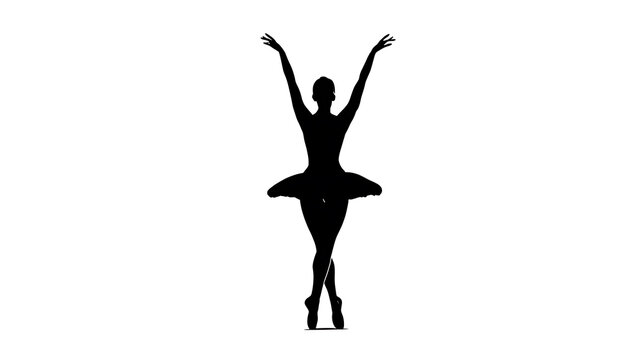 A Silhouette of a graceful ballet dancer in mid-performance, dancing elegantly 