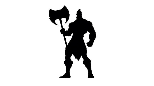 An intimidating silhouette of a warrior holding a battle axe, exuding strength and dominance.
