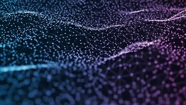 Abstract digital wave pattern with interconnected dots creating a futuristic