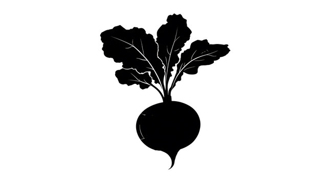 A stark silhouette of a single beetroot, embodying simplicity and nature's essence