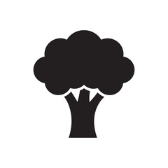 Minimal Broccoli Silhouette Icon Black and White Vegetable Symbol