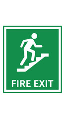 Fire exit sign with running man icon on green background