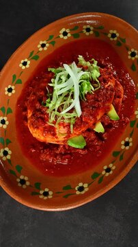 Chancla poblana or Mexican pambazo, Mexican dinner for Mexican Night or Independence Day celebrations