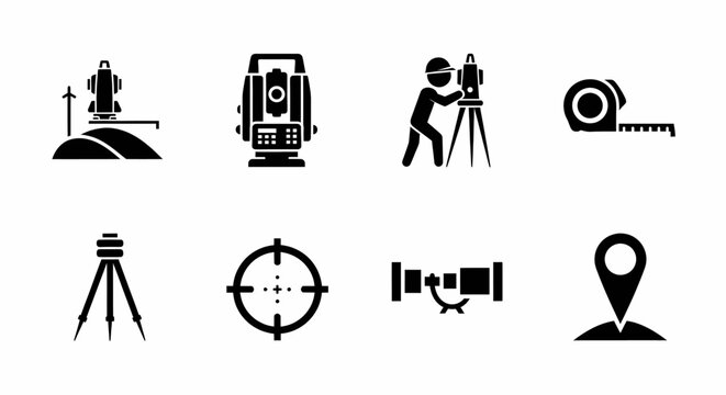Surveying and Geodesy Tools Illustration for Accurate Land Measurement