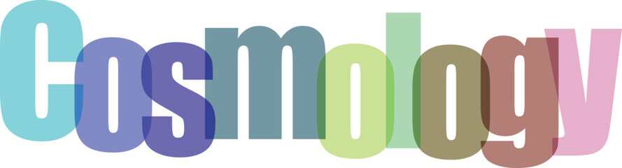 Cosmology science abstract background concept illustration with colorful typography for education research and astronomy presentation decorative © Graphic Fizz