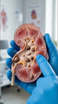 Detailed Kidney Model Showcasing Anatomy, Damage, and Health Concerns in Medical Education for Biology and Science in Healthcare Awareness
