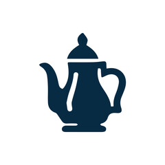 Obraz premium Elegant Dark Blue Teapot Silhouette Icon for Kitchen and Cafe Use
