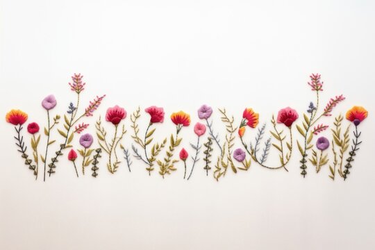 Embroidery pattern flower plant.