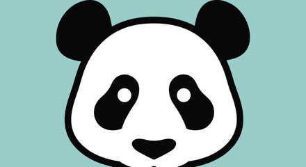 Adorable panda face flat vector illustration on light blue background. © SHARMIN