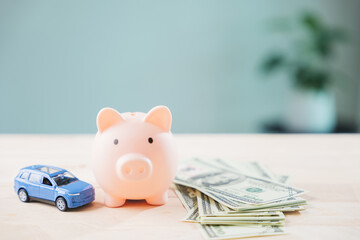 car money bank piggy save auto insurance fuel refinance loan finance drive gas transportation cost...