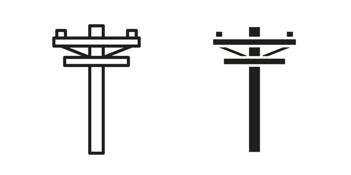 Utility pole icon. Outline and flat icons collection. EPS10