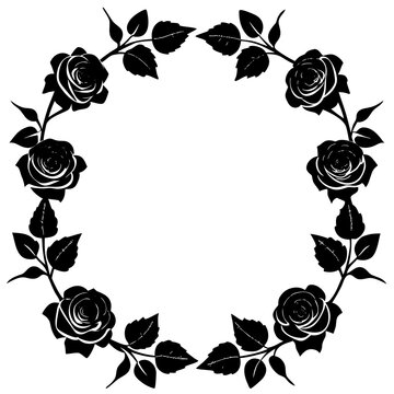 Elegant Rose Garland Border Floral Frame for Wedding Invitations & Decorative Designs