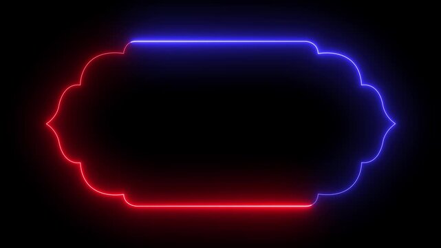 glowing neon Islamic pattern frame icon animation on black background. Islamic background Arabic pattern frame banner icon. title frame shape. Ramadan frame icon for decoration and social media design