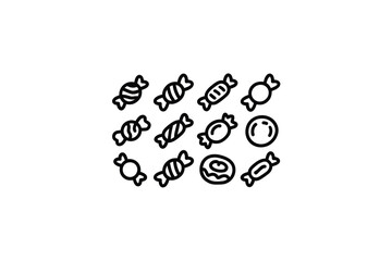 A candy icon set in a simple line style illustration