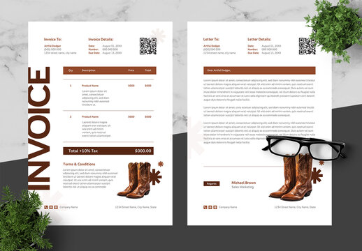 Brown Company Invoice And Letterhead 