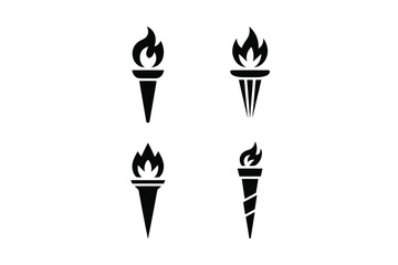 Torch icon set with various designs on a plain background