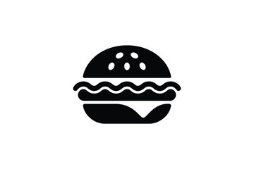 A black hamburger icon on a plain background for food branding