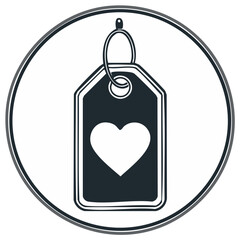 Obraz premium Symbol of Love Tag with Heart Shape on String Inside Circular Outline Icon