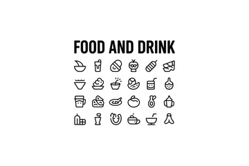 Food and drink icons set for culinary design projects and websites