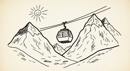 Cable Car Gondola in Mountain Landscape. © Samsul
