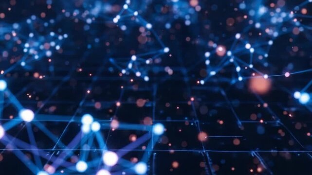 Cinematic Slow Push Through Glowing AI Neural Network Connections in Futuristic Space