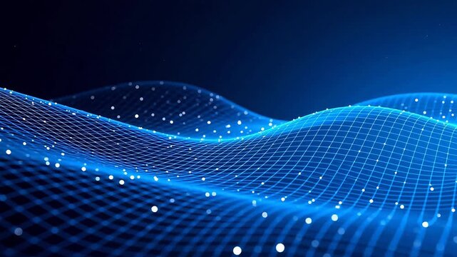 Blue digital wave grid pattern