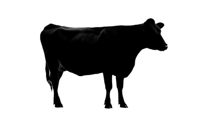 A black silhouette of a cow against the backdrop