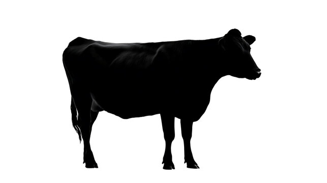 A black silhouette of a cow against the backdrop