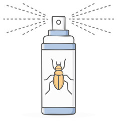 Bug spray aerosol can spraying insecticide for pest control vector icon illustration