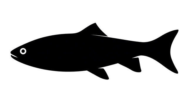 A sleek, black silhouette of a fish, perfect for aquatic designs and concepts