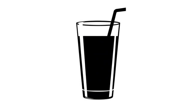 A black silhouette of a refreshing drink in a tall glass, complete with a straw