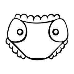 The icon of the outline of children's clothes is simple baby panties, diapers
