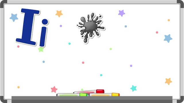Educational Alphabet Animation for Letter I on a Whiteboard