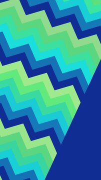 Dynamic pattern with zig-zag lines in green and blue hues creating an abstract motion background.