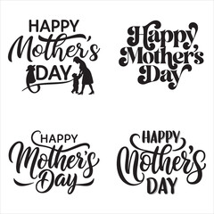 bold silhouette happy mothers day modern script typography
