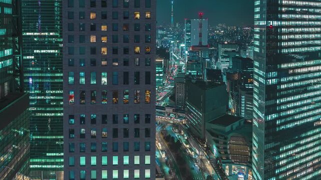Tokyo Night Cityscape Time-lapse skycrapers