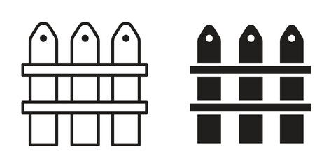 Plank fence icon suitable design silhouette and line art style on white background © Lohan