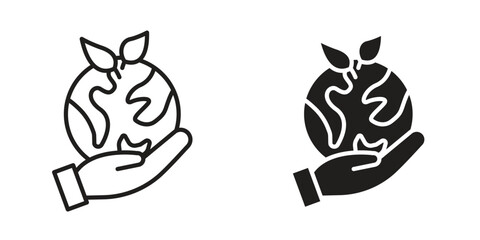 Save environment icon suitable design silhouette and line art style on white background © Lohan