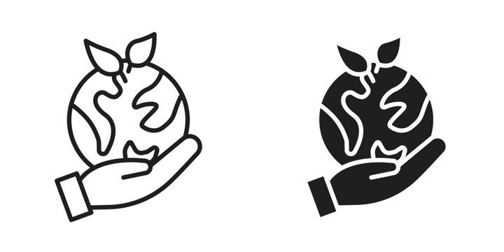 Save environment icon suitable design silhouette and line art style on white background
