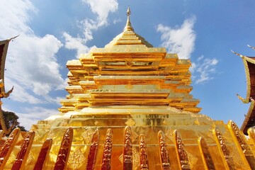 Golden pagoda wat Phra That Doi Suthep chiangmai Thailand