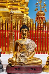 Golden buddha statue , wat Phra That Doi Suthep ,chiangmai, Thailand