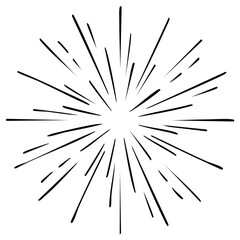 Obraz premium Black Ink Starburst Drawn Radiating Lines Explosion Effect Abstract Graphic Design Element