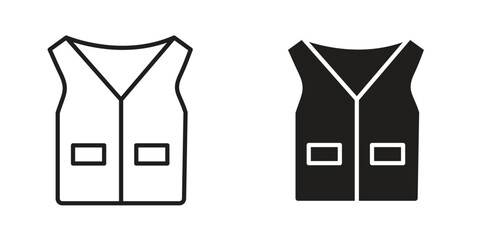 Vest jacket icon suitable design silhouette and line art style on white background © Lohan