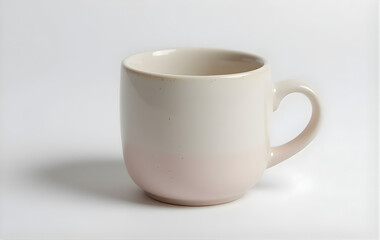 Fototapeta premium Minimalist White Ceramic Mug Isolated on Light Neutral Background With Soft Shadow